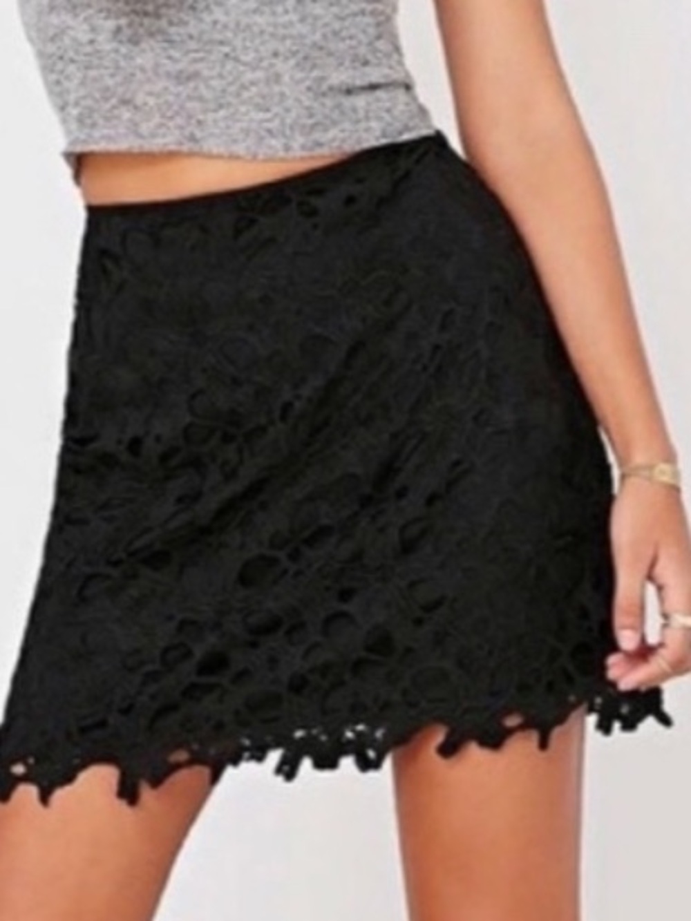 Apt. 9 Vintage Crochet Lace Skirt 8 Black Whimsigoth Witchy Pratical Magic Fairy